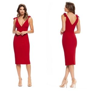 Dress The Population Lita Tie Up Strap Midi Dress